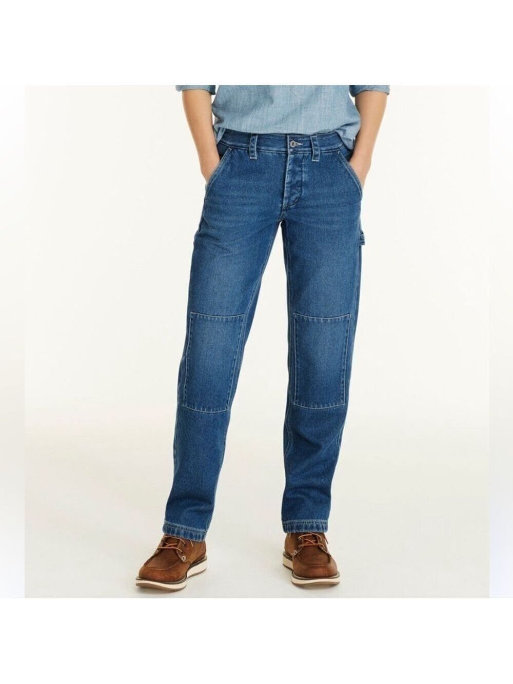LL BEAN SIGNATURE SUPER-SOFT JEANS , HIGH-RISE STRAIGHT-LEG CARPENTER WOMENS 10